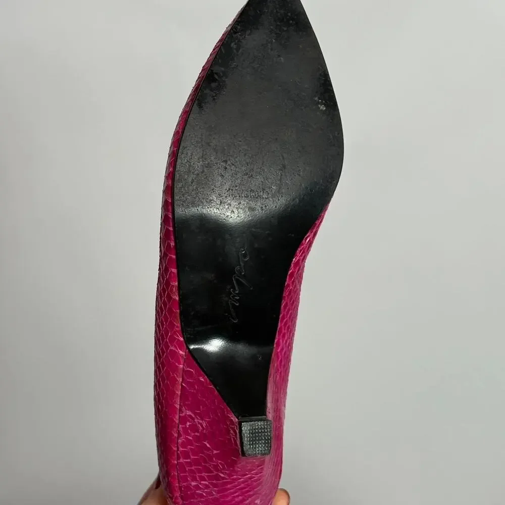 Vintage Fuchsia Pink Genuine Snakeskin Kitten Heels